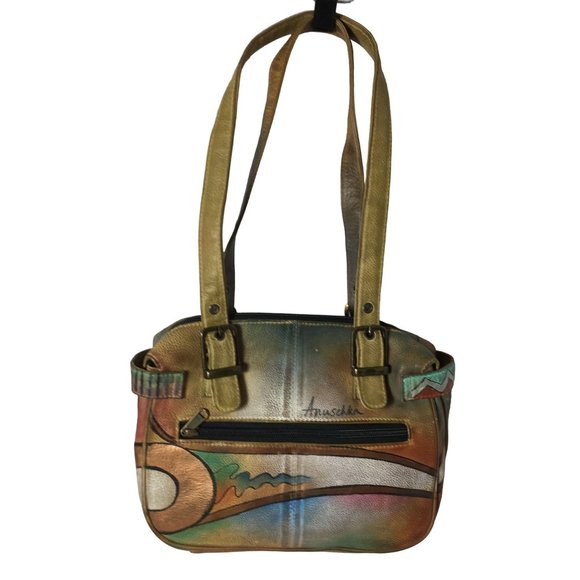 Anuschka NEVER USED Handpainted Leather Buckle Shoulder Bag Southwest - Picture 3 of 13